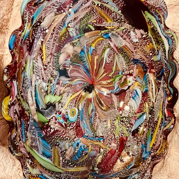 1950’s AVEM Oval Dish Multi-Colored Bizantino Murano Glass Tutti Frutti - Picture 2 of 12